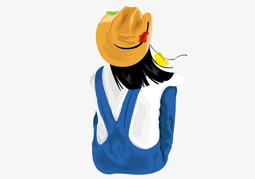 插画女孩背影素材_插画女孩背影图片元素-觅元素