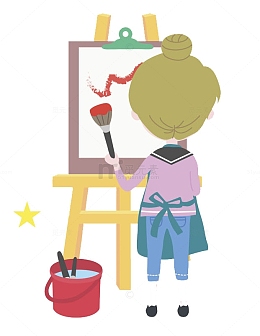 卡通绘画女孩免抠图