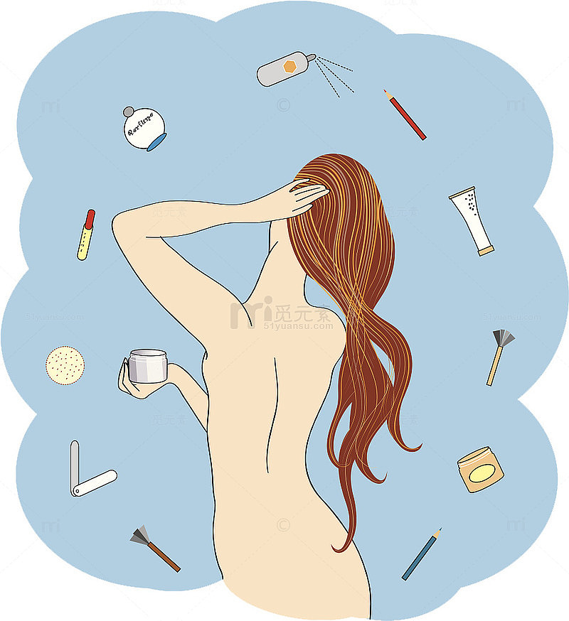 装饰插图半裸女孩装扮
