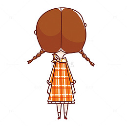 手绘卡通小女孩背影