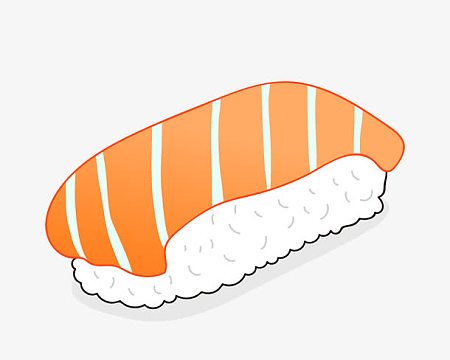 卡通寿司设计矢量素材png三文鱼寿司矢量图png卡通黄色线描铜锣烧psd