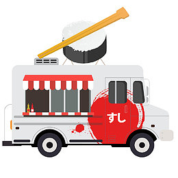 清新寿司矢量卡通风景日本料理快