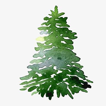 创意园林风景手绘水彩树图案