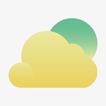 黄色扁平化多云天气元素