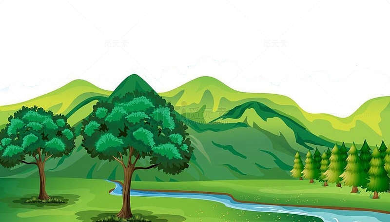 绿色山坡美景图