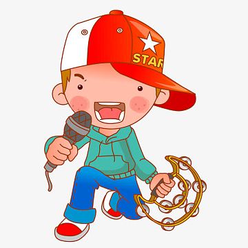 卡通拿着麦克风和乐器的人物设计