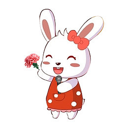 拿着花朵唱歌的小兔子