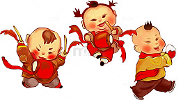 卡通红衣新年福娃装饰