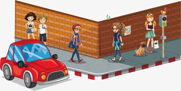 矢量车水马龙行人