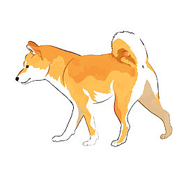 黄色卡通柴犬矢量图