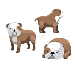 卡通呆萌斗牛犬睡觉