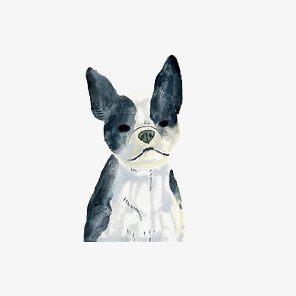 手绘可爱水墨狗