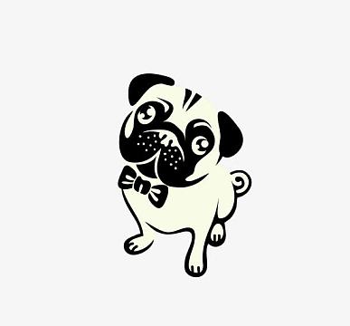 png手绘卡通狗巴哥犬(1000x1000)png4款彩绘宠物狗头像矢量素材(1825x