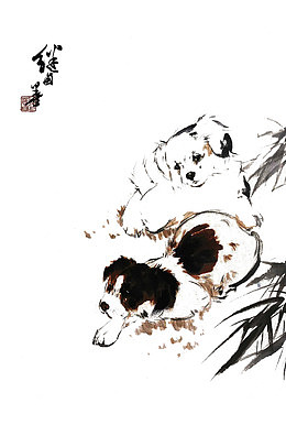 可爱双犬
