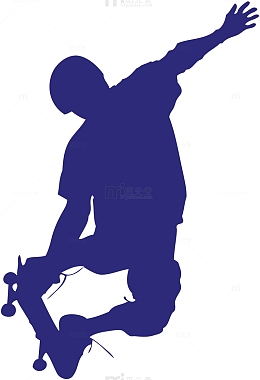 蓝色扁平滑板少年