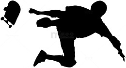 黑色特技滑板少年