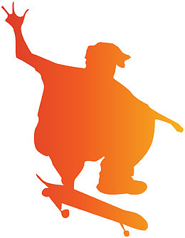 橙色渐变滑板青年