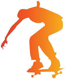 橙色渐变滑板青年