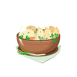 卡通手绘香菜水饺