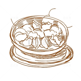 清新手绘线条饺子插画