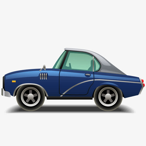 卡通蓝色小轿车矢量图