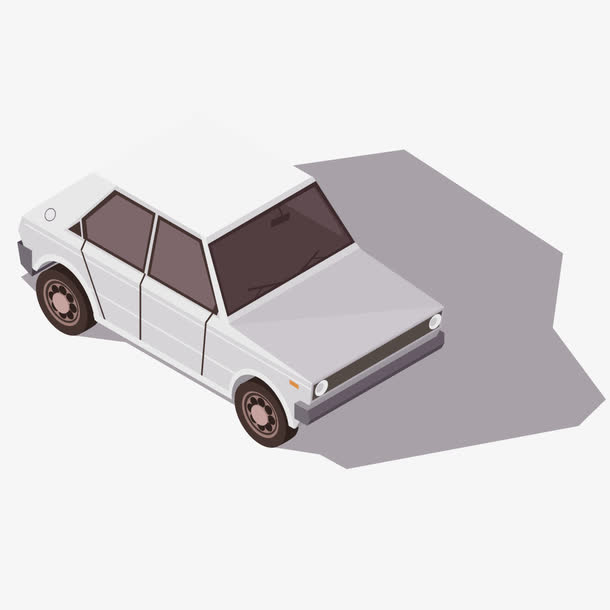 立体汽车白色小轿车矢量素材