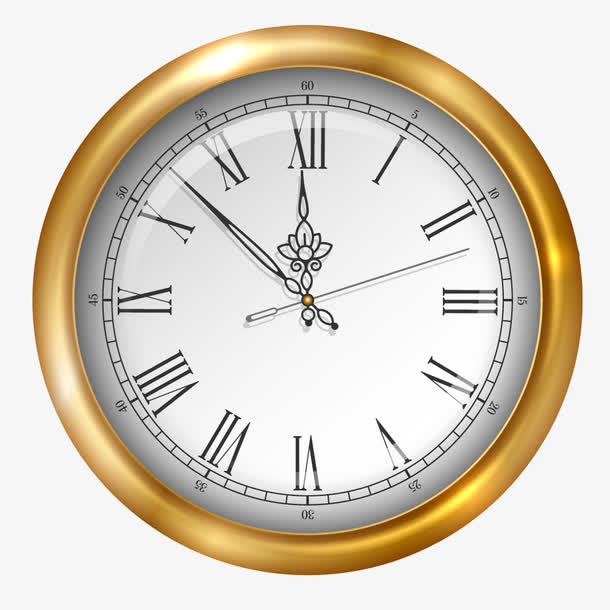 金色边框的圆形钟表素材免费下载_觅元素