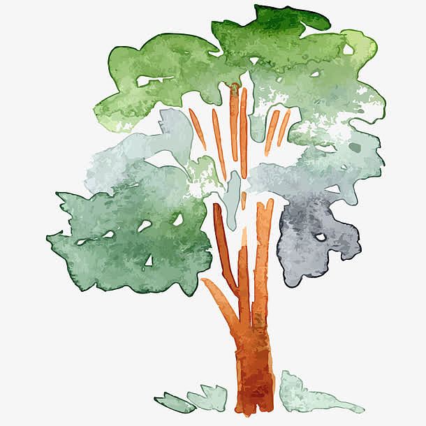 园林观赏手绘水彩树图案