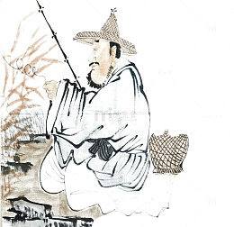 古人水墨垂钓