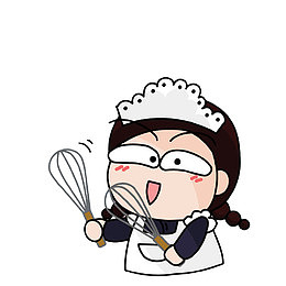 卡通双手拿搅拌器的厨娘