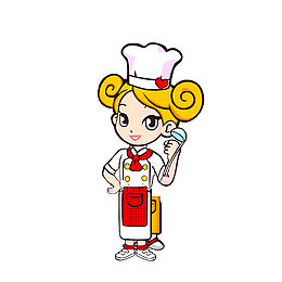 卡通可爱漂亮的女厨师