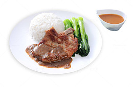 菜心鸡扒饭和酱汁