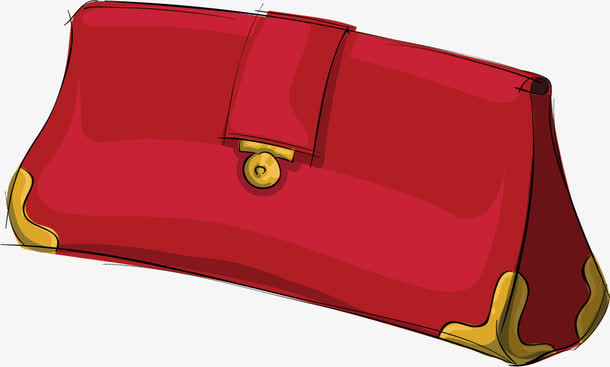 卡通手绘红色手拿包