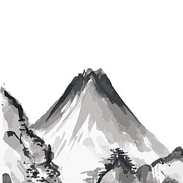 水墨风格山体免扣素材