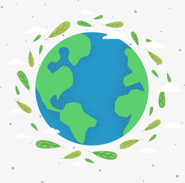 绿色水彩树叶地球