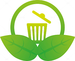 绿色植物垃圾桶标签