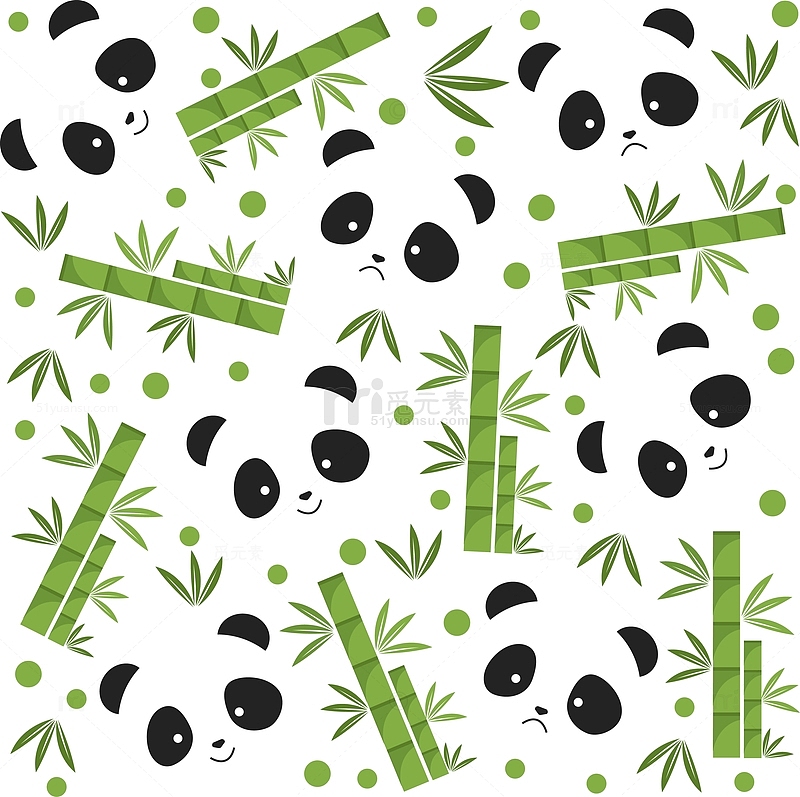 绿色竹子与熊猫