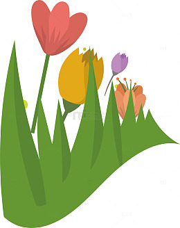 彩色花朵绿叶绿色春季踏青背景素