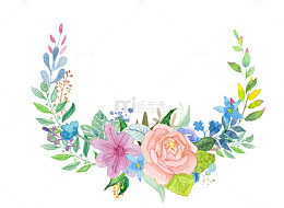 小清新手绘花环边框免抠系列