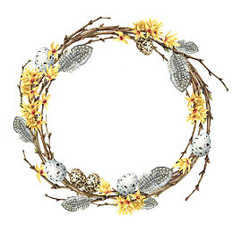 鹌鹑蛋羽毛藤条花环