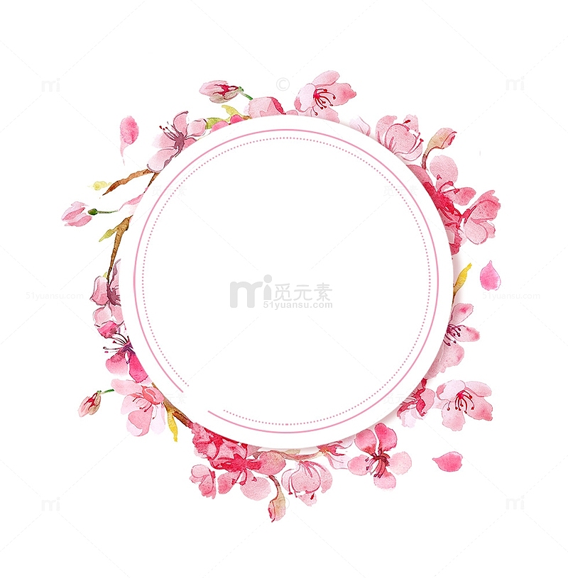 粉色梦幻手绘花环边框