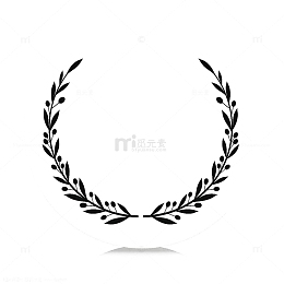 简约黑色橄榄枝花环边框设计免抠
