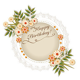 精美复古生日花环边框