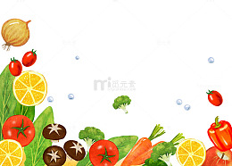 手绘彩色食物蔬菜边角装饰