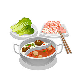 手绘火锅美食