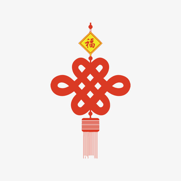 红色圆弧弯曲中国结元素