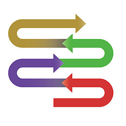 矢量彩色蛇形产业链模型