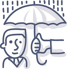 撑雨伞关照同志不规则图形团队合