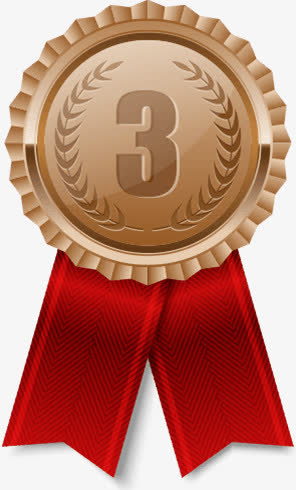 手绘质感合成第三名铜牌