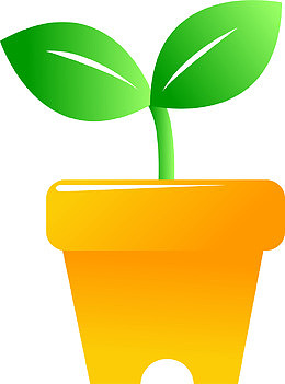 卡通花盆和小草简图
